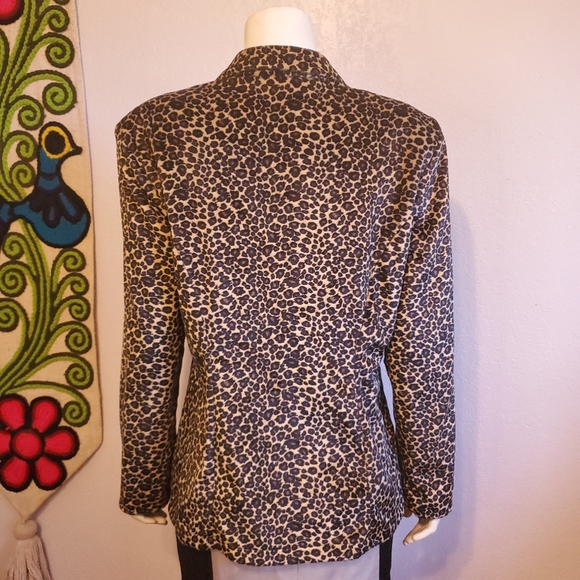 Vintage 90s Velveteen Leopard Cheetah Blazer - Picture 7 of 9